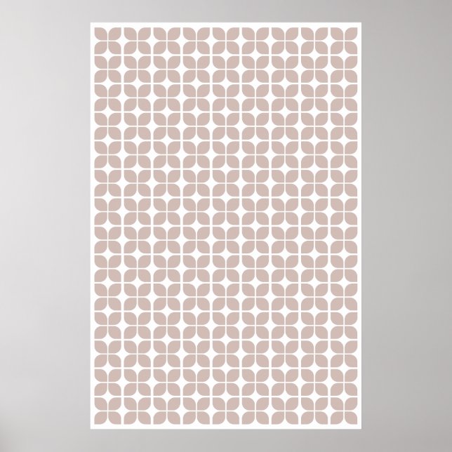 Retro Geometric Leaf Pattern Beige Poster (Front)