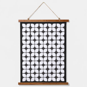 Retro Geometric Leaf Pattern White Hanging Tapestry