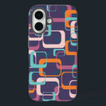 Retro Geometric Mid Century Shapes Art iPhone 16 Case<br><div class="desc">A fun retro shapes design in a mid century modern atomic space age style with a purple background that can be customized.</div>