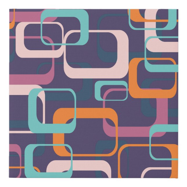 Retro Geometric Mid Century Shapes Art Faux Canvas Print (Front)