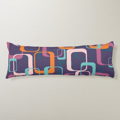 Retro Geometric Mid Century Shapes Art Purple Body Pillow