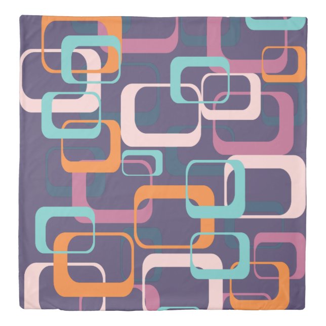 Retro Geometric Mid Century Shapes Art Purple Duvet Cover (Front)