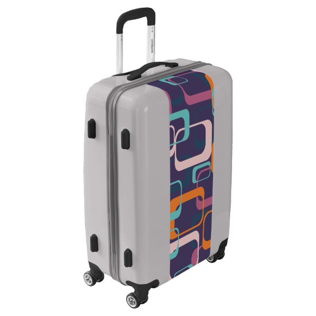 Retro Geometric Mid Century Shapes Art Purple Luggage (Rotated Left)