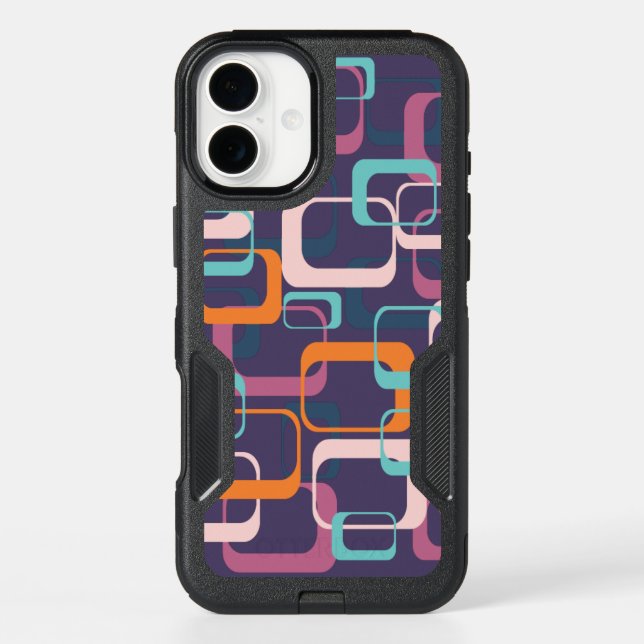 Retro Geometric Mid Century Shapes Art Purple Otterbox iPhone Case (Back)