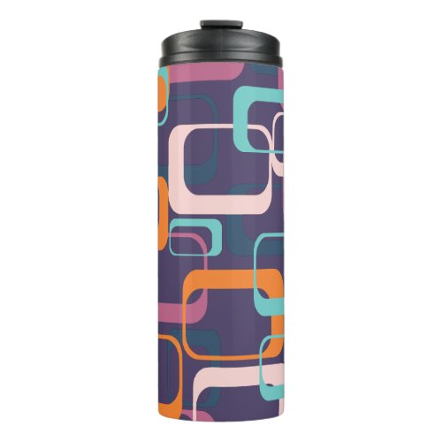 Retro Geometric Mid Century Shapes Art Purple Thermal Tumbler