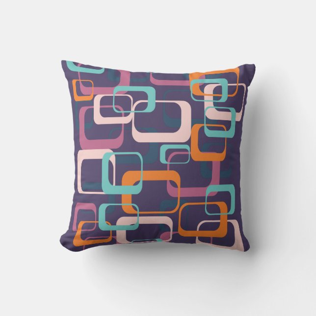 Retro Geometric Mid Century Shapes Art Throw Pillow (Front)