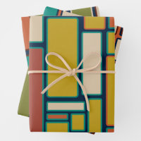 Mid Century Modern Abstract Pattern Sage Green Wrapping Paper