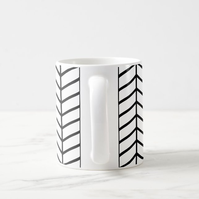 Retro Geometric Minimalist White Black 60s Scandi Coffee Mug (Handle)