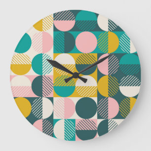 Retro geometric: modern vintage pattern. large clock