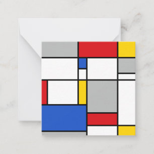 Retro Geometric Mondrian Style Color Composition Note Card