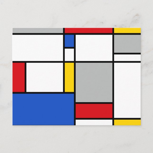 Retro Geometric Mondrian Style Color Composition Postcard (Front)