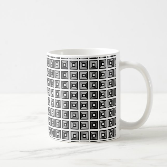 Retro Geometric Mug, Black and White Coffee Mug (Right)