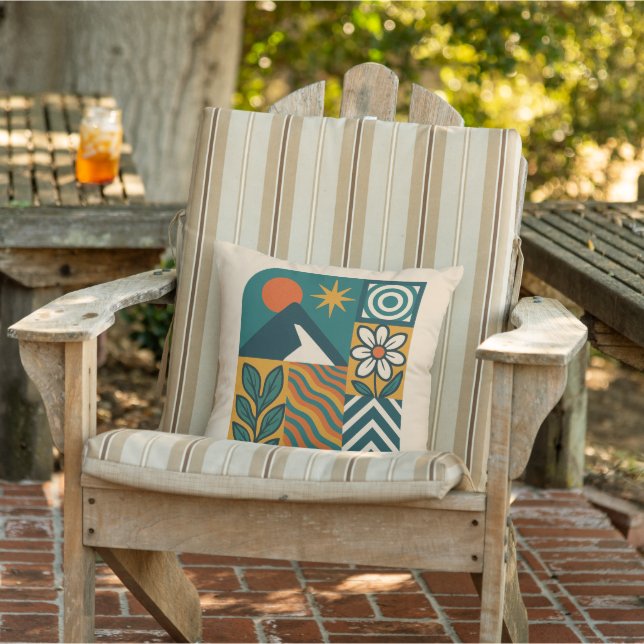Retro Geometric Nature Design Outdoor Pillow (Chair)