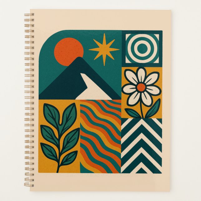 Retro Geometric Nature Design Planner (Front)