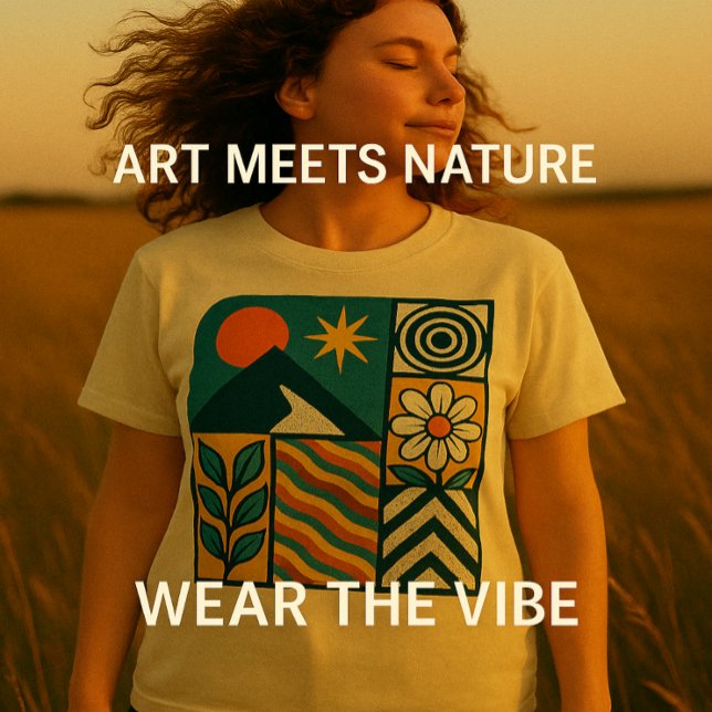 Retro Geometric Nature Design T-Shirt (Creator Uploaded)