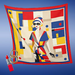 Retro Geometric of a Woman Scarf