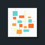 Retro Geometric Orange and Blue Mid Century Canvas Print<br><div class="desc">This mid century modern canvas artwork features various squares,  rectangles and lines in a combination of colors popular in the mid 20th century as well as today - teal blue,  two shades of orange,  cream and black. This will make a colorful addition to your home decor!</div>