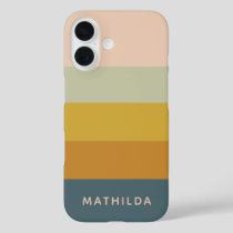 Retro Geometric Pastel Color Block Personalized iPhone 16 Case