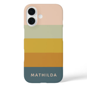 Retro Geometric Pastel Color Block Personalized iPhone 16 Case