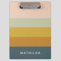 Retro Geometric Pastel Color Block Personalized Clipboard