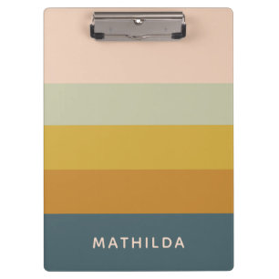 Retro Geometric Pastel Color Block Personalized Clipboard