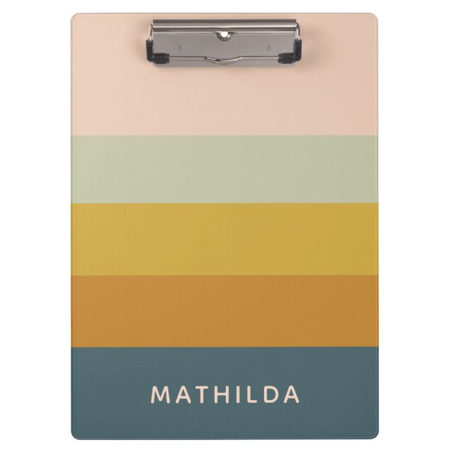Retro Geometric Pastel Color Block Personalized Clipboard (Front)