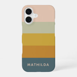 Retro Geometric Pastel Color Block Personalized iPhone 16 Case