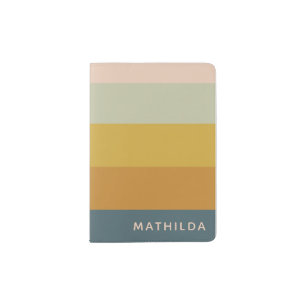 Retro Geometric Pastel Color Block Personalized Passport Holder