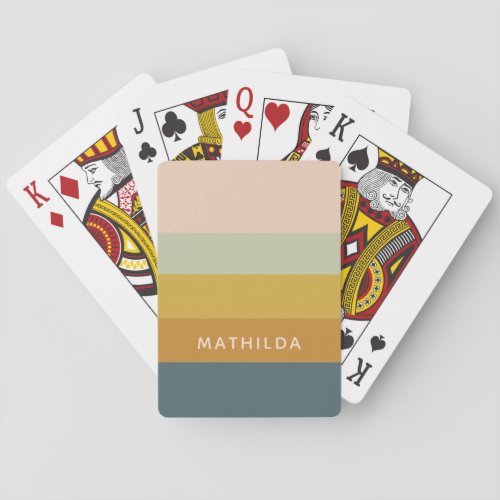 Retro Geometric Pastel Color Block Personalized Playing Cards