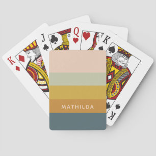 Retro Geometric Pastel Color Block Personalized Poker Cards
