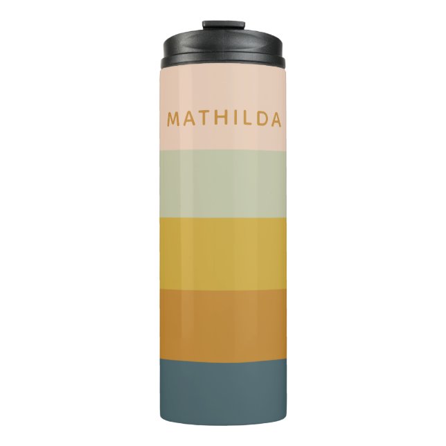 Retro Geometric Pastel Color Block Personalized Thermal Tumbler (Front)