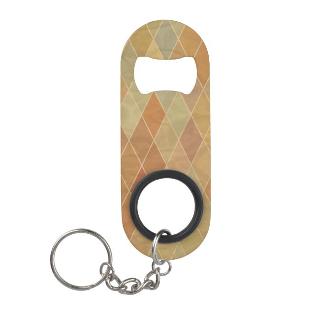 Retro geometric pattern 2 keychain bottle opener (Front)
