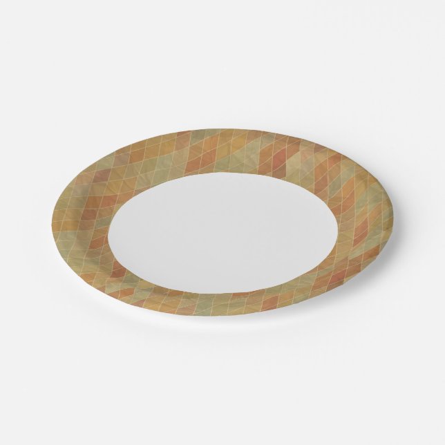 Retro geometric pattern 2 paper plates (Angled)