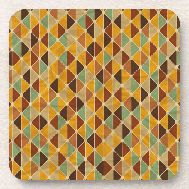Retro geometric pattern 3 beverage coaster (Front)
