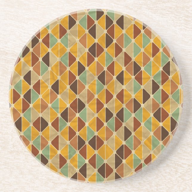 Retro geometric pattern 3 drink coaster (Front)