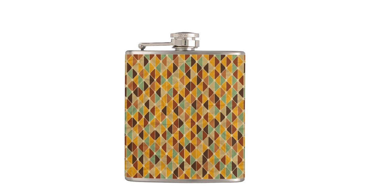 Geometric Flask Retro geometric pattern 3 flask | Zazzle