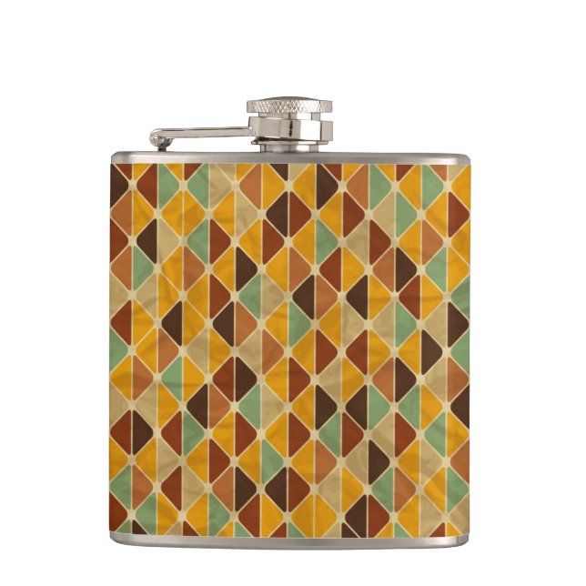 Retro geometric pattern 3 hip flask (Front)