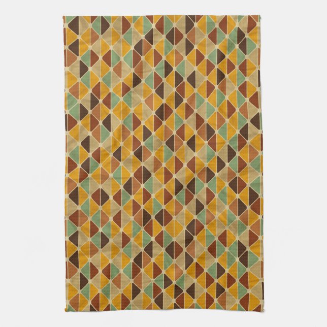 Retro geometric pattern 3 kitchen towel (Vertical)