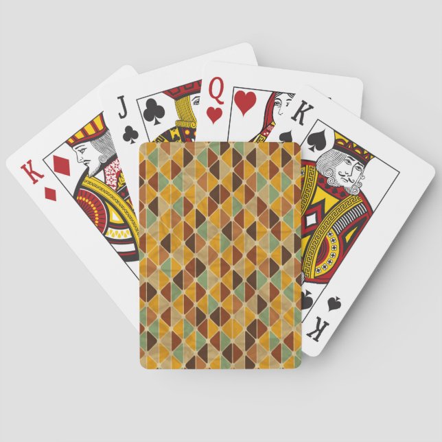 Retro geometric pattern 3 poker cards (Back)