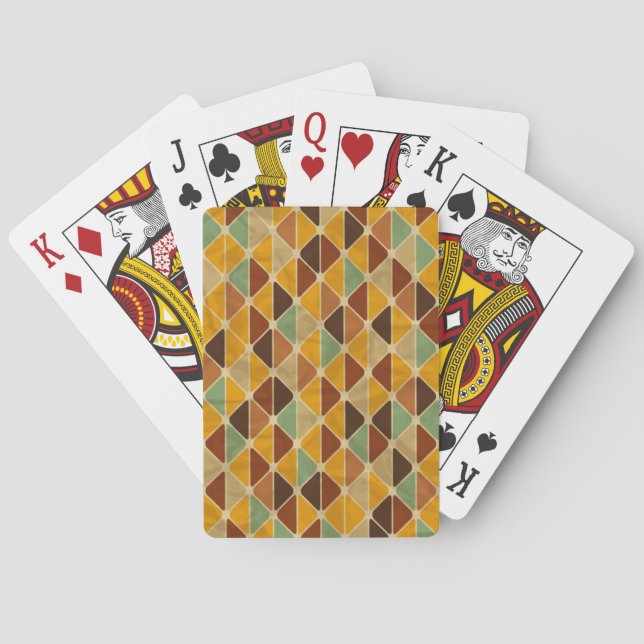 Retro geometric pattern 3 poker cards (Back)