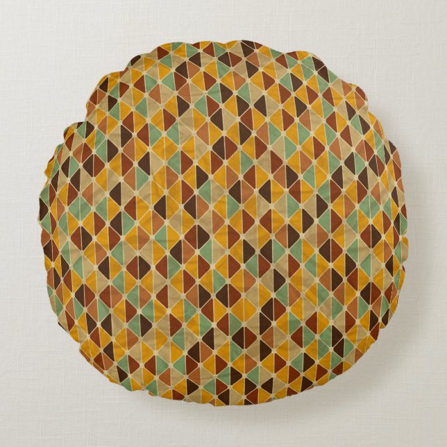 Retro geometric pattern 3 round pillow (Front)