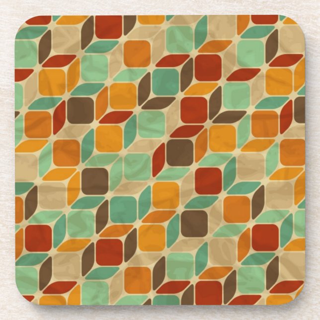 Retro geometric pattern 4 beverage coaster (Front)