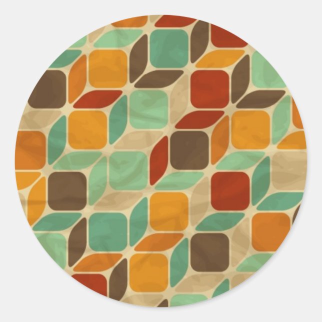 Retro geometric pattern 4 classic round sticker (Front)