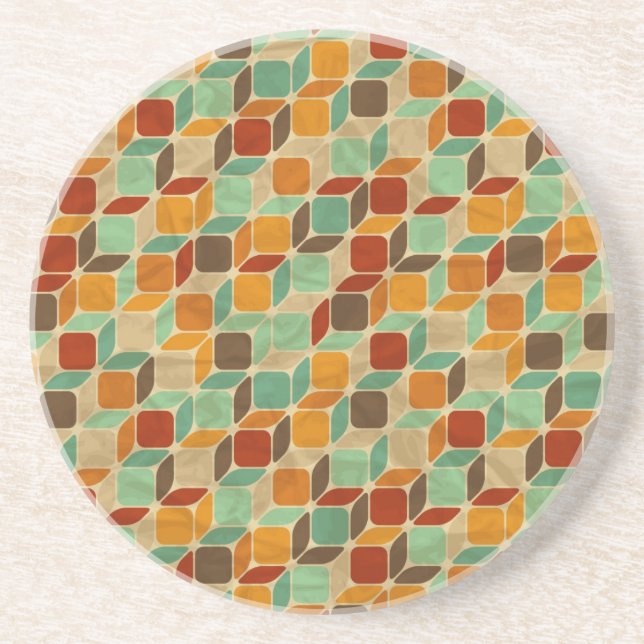 Retro geometric pattern 4 drink coaster (Front)