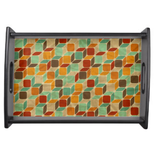 Retro geometric pattern 4 serving tray