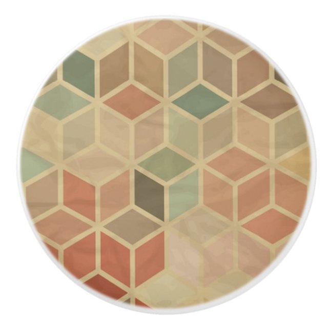 Retro geometric pattern 5 ceramic knob (Front)