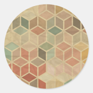 Retro geometric pattern 5 classic round sticker
