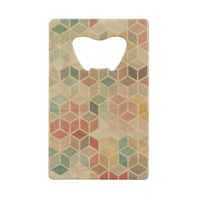 Retro geometric pattern 5 credit card bottle opener (Front)