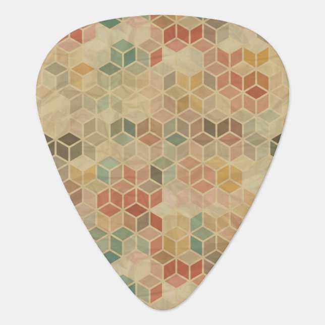 Retro geometric pattern 5 guitar pick (Front)