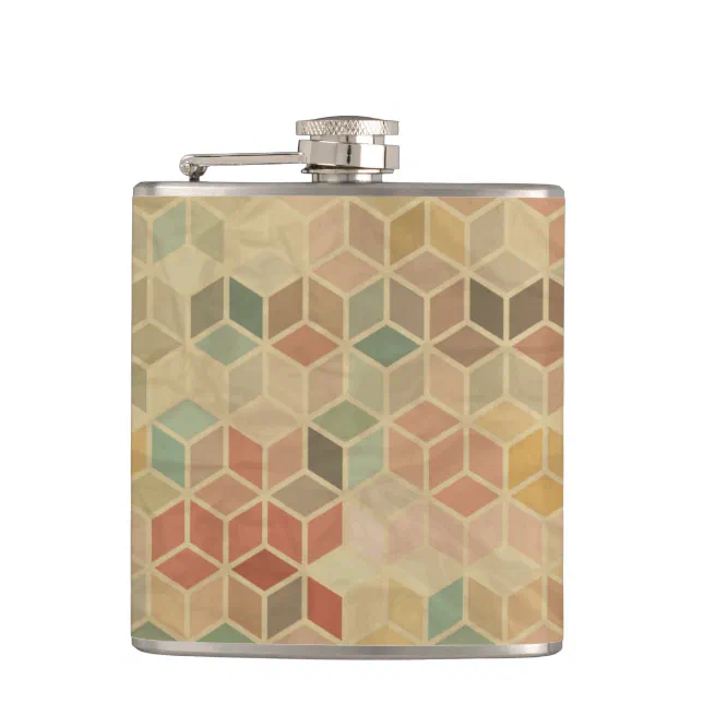 Geometric Flask Retro geometric pattern 5 hip flask | Zazzle